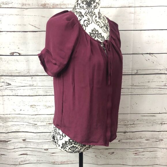 Joie Silk Blouse Button Up Shirt Burgundy XS - Picture 2 of 10